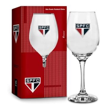 Imagem de Brasfoot Taça de Vinho São Paulo SPFC, Vidro Cristal com Logo Oficial, 385ml