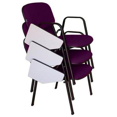 Imagem de 03 Cadeiras Escolar Universitária Linha Hotel Auditório Roxo