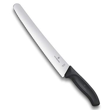 Imagem de Victorinox Canivete suíço clássico de borda ondulada com lâmina de 26 cm, aço inoxidável, preta, 30 x 5 x 5 cm