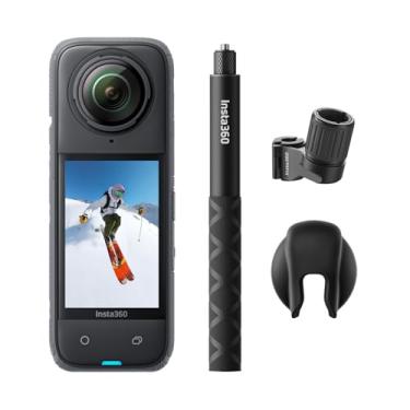 Imagem de Kit de esqui para câmera de ação Insta360 X4, visão de 360°, à prova d'água, resolução 8K, vídeo de grande-angular 4K, bastão de selfie invisível, protetores de lente removíveis, bateria com autonomia
