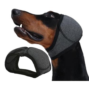 Imagem de Harbyel Protetores de orelha de cachorro e touca de natação e faixa de orelha sem agitação para banho, hematoma, secagem e alívio da ansiedade de ruído - Proteção elástica à prova d'água com capuz