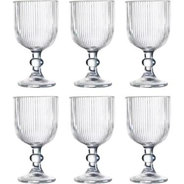 Imagem de Jogo Com 6 Taças De Vidro Canelado 380ml Design Elegante Resistente Ideal Para Suco Água Refrigerante Drinks Transparente Cozinha Bar e Restaurante