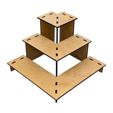 Imagem de DimyFew Expositor de canto de mesa com 3 níveis para varejo, ideal para eventos de vendedores, feiras livres e joias.