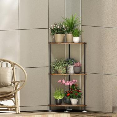 Imagem de Suporte de prateleira de canto, estante pequena de madeira de 3 camadas, prateleira de exibição de armário de canto para decoração de sala de estar, suporte de plantas para quarto, banheiro