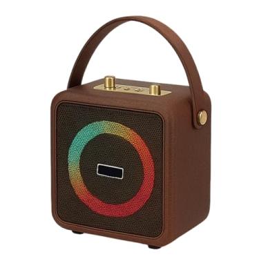 Imagem de Karaoke Infantil Portátil LED Bluetooth Com 2 Microfones Sem Fio (MARROM)