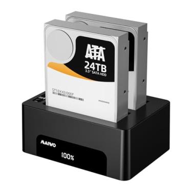 Imagem de MAIWO Docking Station Para Disco Rígido De Dois Baias Com Clone Offline Hdd Sata Ssd 2,5" E 3,5", Usb 3.0 Velocidade 5 Gbps Uasp, Capacidade 48 Tb, Duplicador Externo Clonador