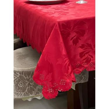 Imagem de Toalha De Mesa Decoração 4 6 8 10 12 14 Lugares Bonita Estampada Jacquard - Envio Imediato(VERMELHO,2,00 METROS (6 LUGARES))