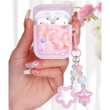 Imagem de Boaretiu Capa para Airpods 2/1 para mulheres meninas e meninas fofo Kawaii - Capa feminina elegante com design de borboleta com mosquetão e para Air pods 2/1