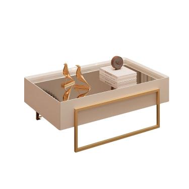 Imagem de Mesa De Centro Kika De Sala Hall Moderna Com Espelho Pes Em Metal Off White