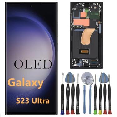 Imagem de Tela de substituição OLED Galaxy S23 Ultra para Samsung S23ultra 5G Display Touch Screen Digitalizador Assembléia S918U S918B/DS S918U1 S918W S918E LCD suporta impressão digital e S-Pen (com moldura