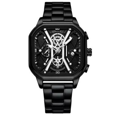 Imagem de Relógio Masculino de Quartzo em Aço Inoxidável Impermeável Design Quadrado Luminoso