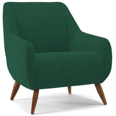 Imagem de Poltrona Fixa Pés De Madeira Paloma Veludo Verde C-303