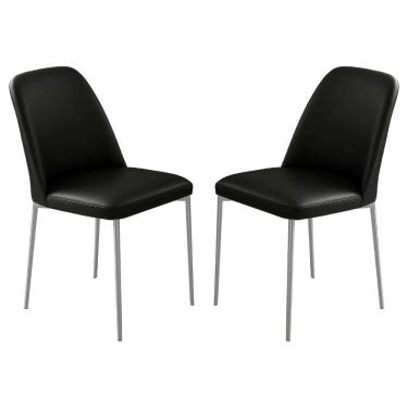 Imagem de Conjunto 2 Cadeiras Londres Couro Preto Metal Champanhe