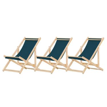 Imagem de Kit 3 Cadeira Espreguiçadeira Dobrável S-b-azul Marinho