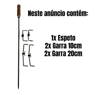 Imagem de Kit 2 Espetos Costela Chão Churrasqueira Suporte Costelão - INOX LAURI