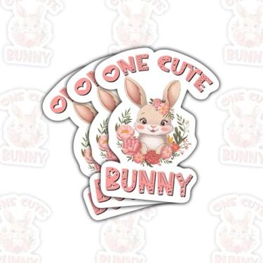 Imagem de Adesivo de coelho fofo (3 peças) - Decalque de vinil de coelho adorável com design floral - À prova d'água para laptop, garrafa de água, capa de telefone, copo, presentes infantis, capacete e mais