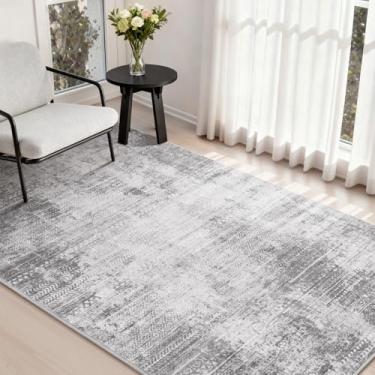 Imagem de Tapete pequeno antiderrapante lavável à máquina para quarto, sala de estar, entrada, cozinha, cabeceira, cinza