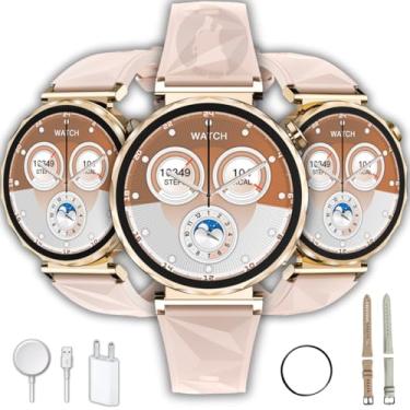 Imagem de Relógio Smartwatch Feminino Microwear GT5 Mini 2026 Tela 41, GPS, 2 Pulseiras, Bluetooth, IP68 (Ouro)