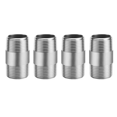 Imagem de Home TZH Tubo de aço inoxidável 304 de 3/10.2 cm x 5.1 cm, NPTx 3/10.2 cm NPT macho rosqueado, tubo de aço pré-cortado SCH40 para aplicações de gás de encanamento, hidráulica e industrial (5 cm, 4