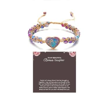 Imagem de DivaGlamz Pulseira To My Bonus Daughter-Infinity Forever Love Coração, Pedra Imperador Natural Dupla Camada Roxa Contas Tecidas Pulseiras Ajustáveis Mind Peace Gift Jewelry, Large, Aço inoxidável