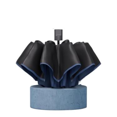 Imagem de barenx Guarda-chuva elegante, guarda-chuva dobrável automático premium, guarda-chuva com proteção UV, guarda-chuva compacto - 8/10/24/60 costelas, 8 costelas com design rodado, azul escuro