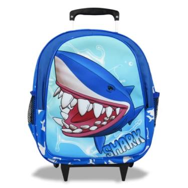 Imagem de Mochila Shark Tubarão Rodinhas Tamanho M para Pré-Escola e Ensino Fundamental