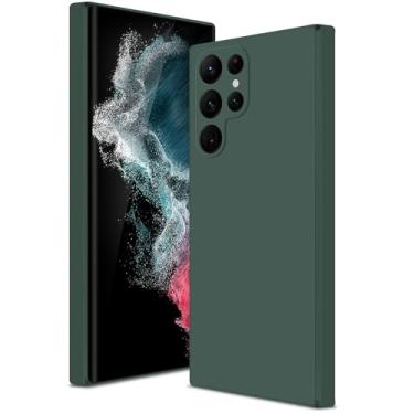 Imagem de Btstring Capa para Samsung Galaxy S22 Ultra, capa de silicone macio com proteção de câmera atualizada, capa fina à prova de choque com forro de microfibra antiarranhões, verde