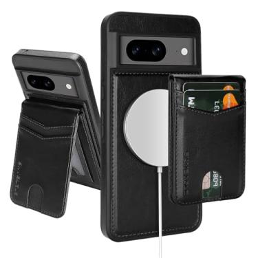 Imagem de SkyEagle Capa carteira removível 2 em 1 para Google Pixel 8 da Magsafe compatível com porta-cartões para mulheres e homens, compartimento de crédito com bloqueio de RFID magnético de couro PU com