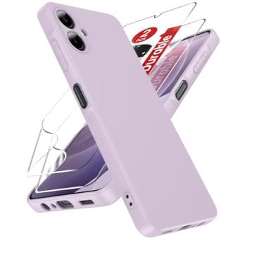 Imagem de LeYi Capa para Galaxy A06: Capa para Samsung A06 com 2 peças de protetor de tela, forro de microfibra macio e fino antiarranhões, capa protetora para celular à prova de choque para Galaxy A06, roxo