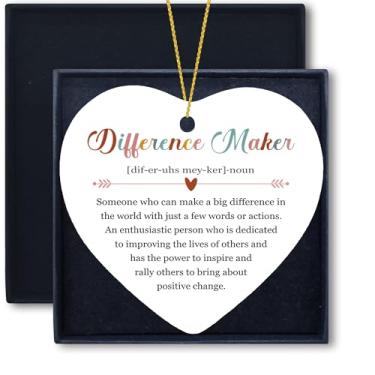 Imagem de Welshower Ornamentos para fazer diferenças, presentes de agradecimento para chefe chefe funcionário, mentor, professor, treinador, gerente colega de trabalho, enfeite de coração suspenso de cerâmica