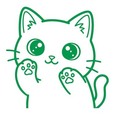Imagem de Adesivo de Gato Kawaii Ideal para notebook capacete moto carro portas vidros paredes ambientes vários tamanhos (VERDE, 21,2x21cm)