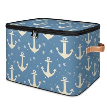 Imagem de Cesto de armazenamento de âncora com tampas de lona dobrável organizador de armazenamento de brinquedos infantis organizador de armário para quarto e banheiro