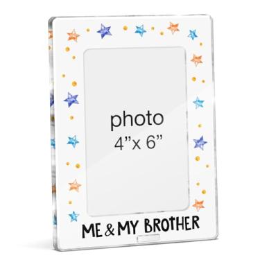 Imagem de FTRBXT Porta-retrato para bebês meninos, presente de chá de bebê para recém-nascidos, irmãos Lembrança Me e meu irmão, porta-retratos de acrílico 10 x 15 cm