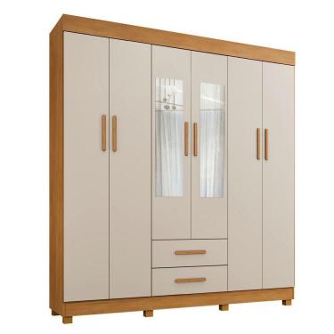 Imagem de Guarda Roupa New Copacabana 6 Portas 2 Gavetas 7 Prateleiras Cinamomo Off