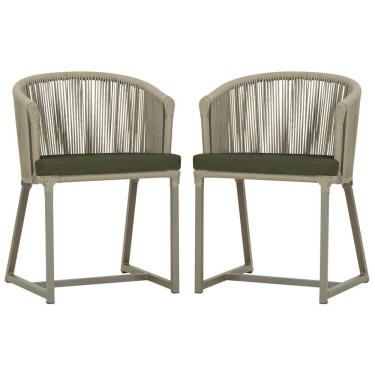 Imagem de 2 Cadeiras De Jantar Noronha Fendi Corda Náutica E13 Trama Rami