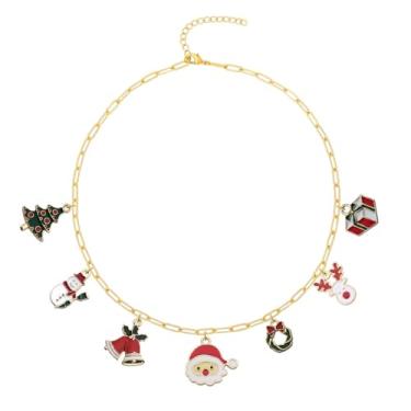 Imagem de ternotito Colar com pingente de Natal e pingente banhado a ouro 14K, Aço inoxidável, Liga metálica.