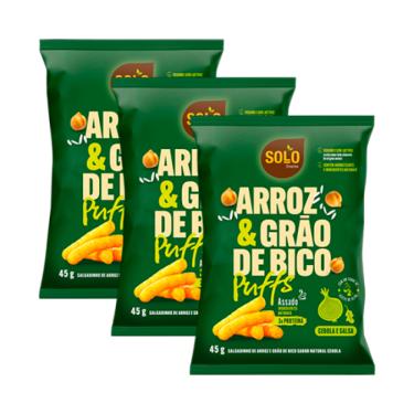Imagem de Kit 3X: Snack Puffs Arroz e Grão de Bico Cebola e Salsa Solo Snacks 45g