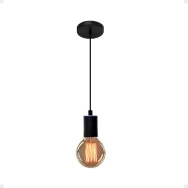 Imagem de Pendente Retro Vintage Luminária Teto Lustre Soquete E27 Estilo Retrô Industrial Lustre de Teto em Metal Preto (1, Preto)