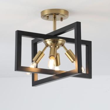 Imagem de Luz de teto Minyuco Semi-Flush 4-Light Black Gold