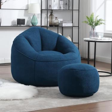 Imagem de MEIGUGAO Bean Bag Cadeira de sofá com espuma acolchoada de veludo pufe com otomano acolchoado de espuma macia
