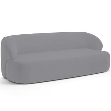 Imagem de Sofá 3 Lugares Curvo Orgânico Para Sala Living 180cm Barolo L06 Veludo Cinza - Lyam Decor