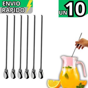 Imagem de Kit 10 Colher Para Suco Bailarina em Inox Barman Drinks Caipirinha Col