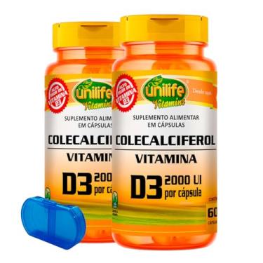 Imagem de Vitamina D3 - Colecalciferol Unilife 60 Cápsulas 2un + Porta Cápsulas