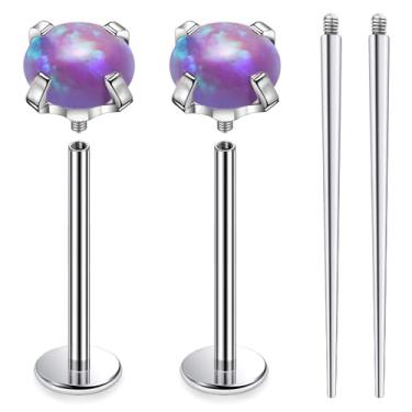 Imagem de Ruifan ASTM F136 titânio bochecha piercing barra joia 16G 14G roscado internamente lisos língua anéis opala titânio sólido labret piercing corporal joias para mulheres homens 14 mm 16 mm 19 mm, 14G