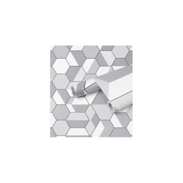Imagem de Papel de Parede Adesivo Geométrico, PVC Vinílico, 45cm x 5m, Estampa Tela, Impermeável, Lavável, para Parede, Móveis e Superfícies