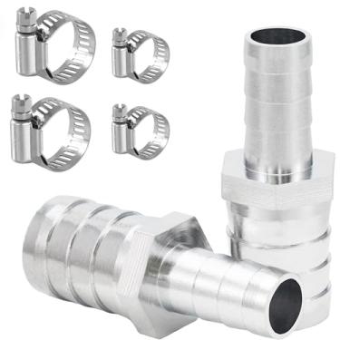 Imagem de Sctihwelire Adaptador de encaixe de farpa de mangueira redutora de latão cromado, 3/4 (19 mm) a 1/2 (12 mm) redutor de emenda com braçadeiras de aço inoxidável, kit de reparo de mangueira de ar para
