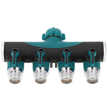 Imagem de Tnfeeon Divisor de Mangueira de Quatro Vias, Fluxo de água Eficiente, Design Resistente às Intempéries, 3/4 de Polegada para Jardineiros e Paisagistas, Fácil Gerenciamento de Irrigação, Uso Externo