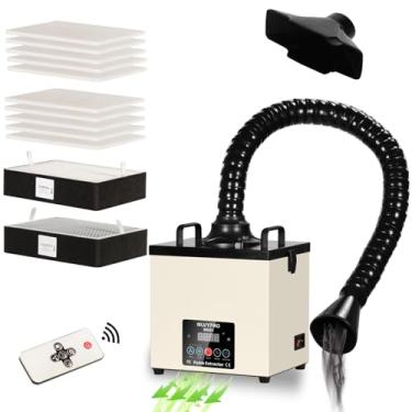 Imagem de NLVYPRO Taxa de fluxo do extrator de fumaça 255 m³/h Potência 105 W, visor LCD, controle remoto, sistema de filtragem de 3 camadas com 13 filtros, adequado para corte a laser de fumos de soldagem,