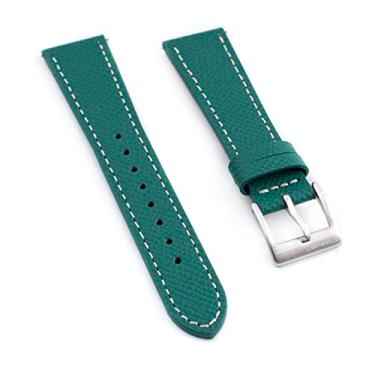 Imagem de StrapHabit Pulseira de couro de flor integral – substituição de pulseira de relógio de liberação rápida – Pulseira de couro Epsom para homens e mulheres – 20 mm, verde esmeralda