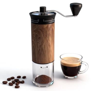 Imagem de Lamido Moedor de café manual, 8 configurações ajustáveis, capacidade de 30 g, moedor de rebarba cônico com manivela